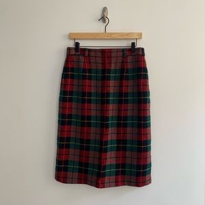 Vintage Wool Tartan Plaid Pencil Skirt